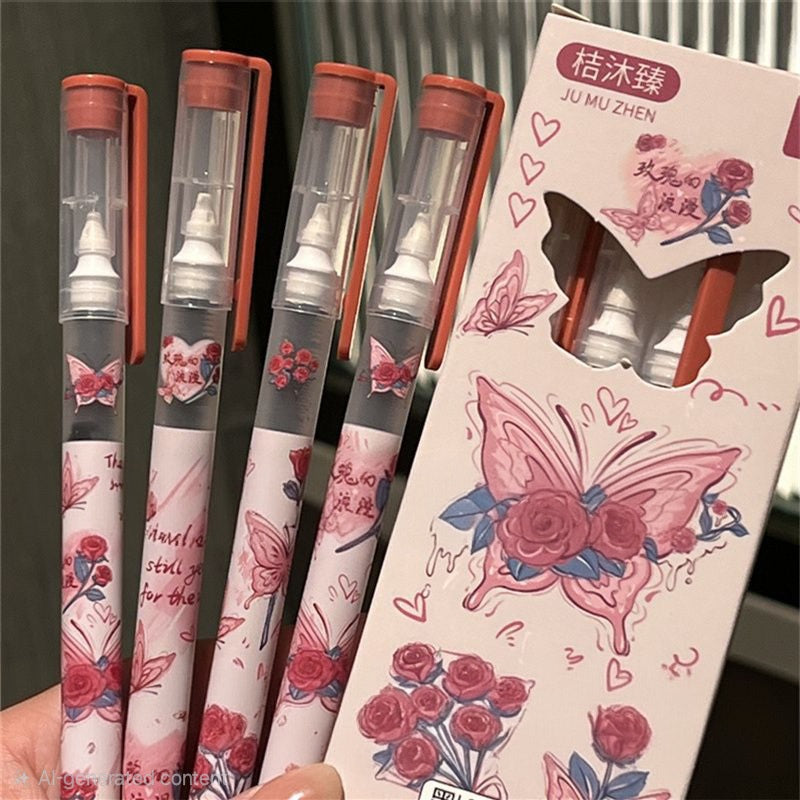 🦋 Butterfly Blossom 0.5mm Gel Pen Set (Pack of 4 Pens)