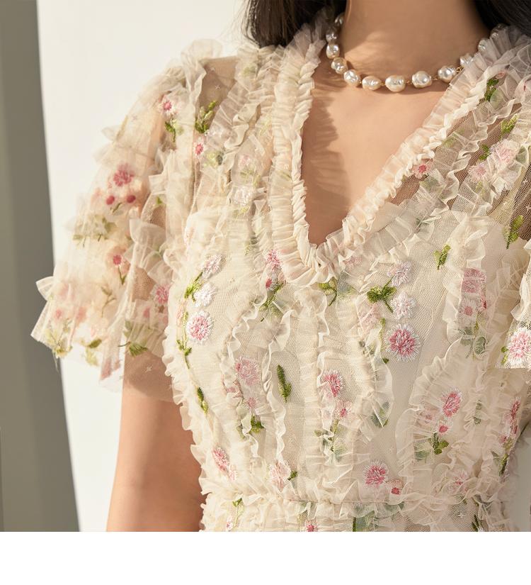 Premium Korean White Floral Dress