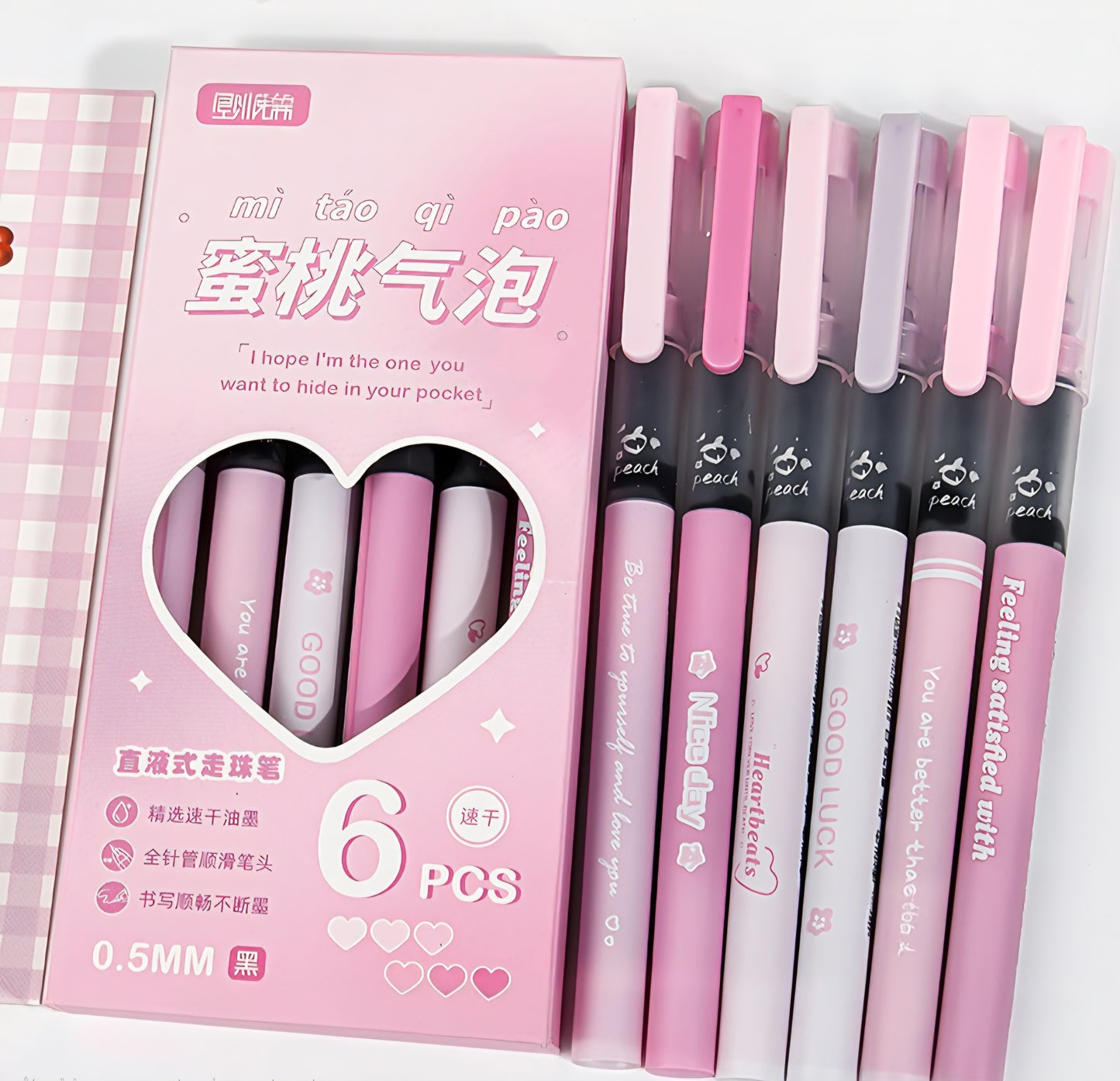 Set of 6 Pastel Quotes Pens Set