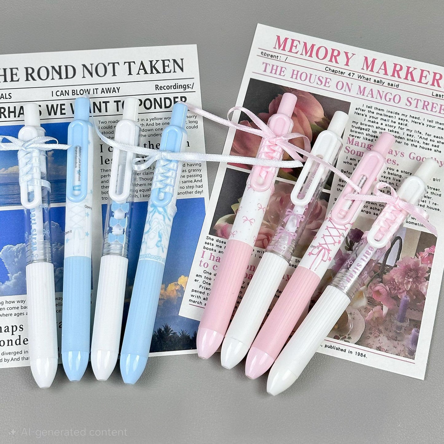 Set of 4 Pastel Ribbon Charm Pens
