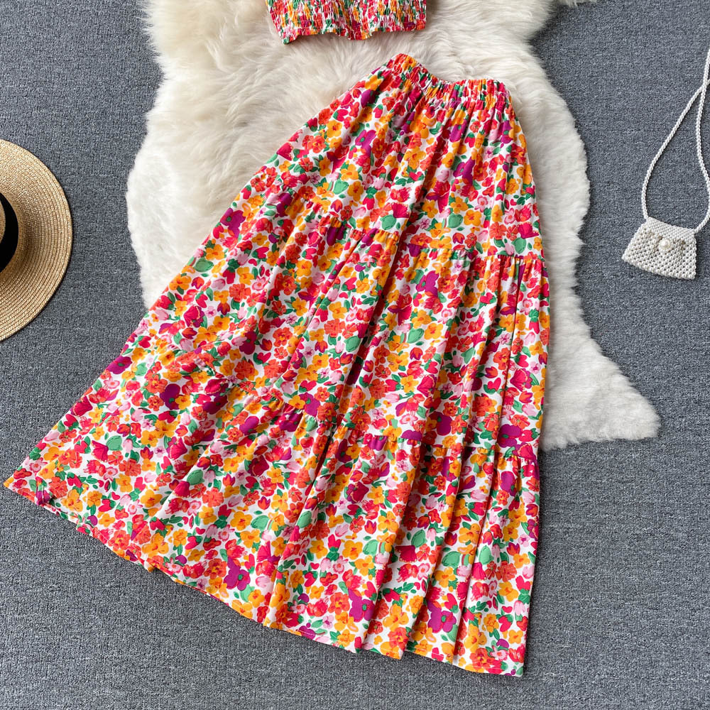 Floral Crop Top and Skirt
