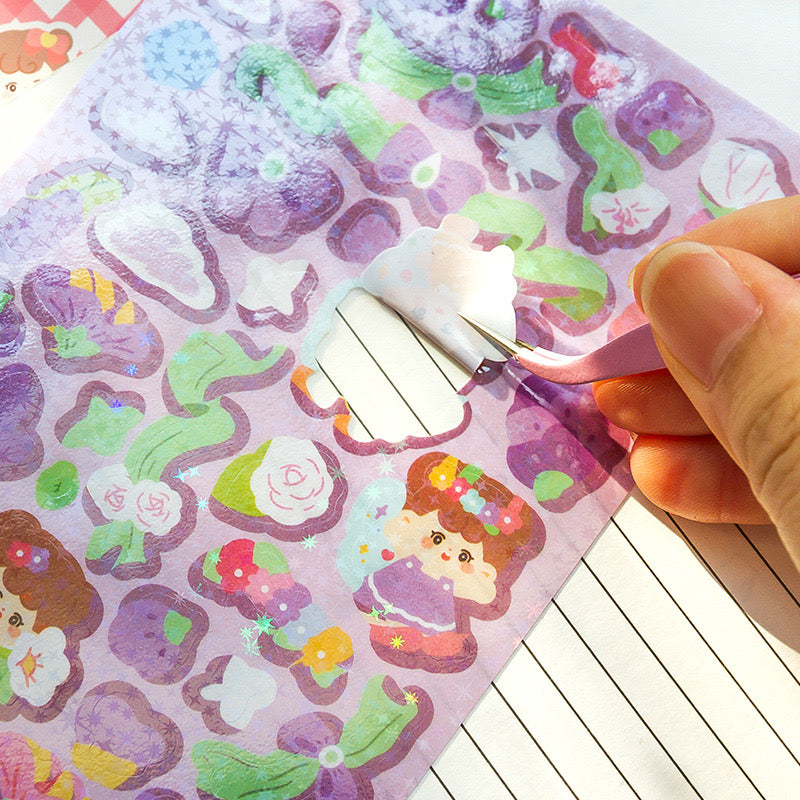 Kawaii Girl Holographic Set of 2 Sticker Sheets