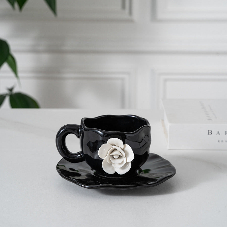 Black Camellia Coffee Mug / Cup