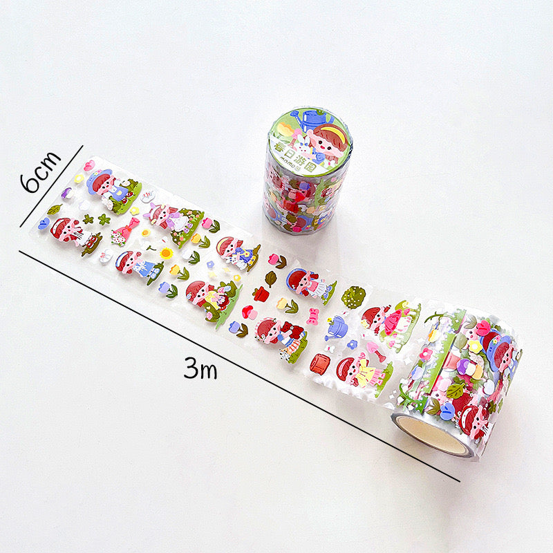 Kawaii Girl PET Stickers Washi Tape Roll