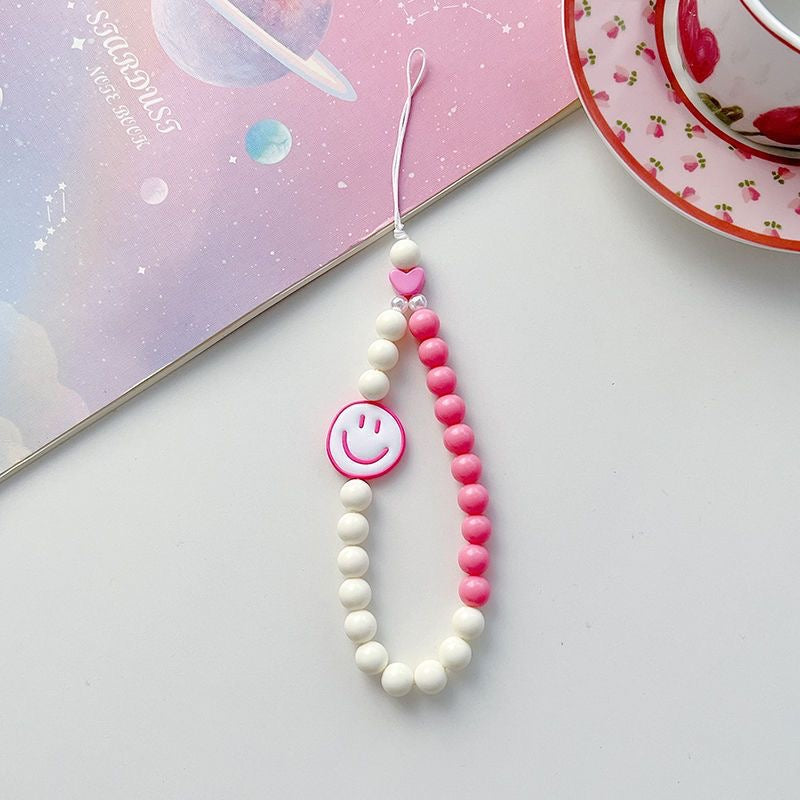 Smiley Pearl Phone Charm Tag / Strap