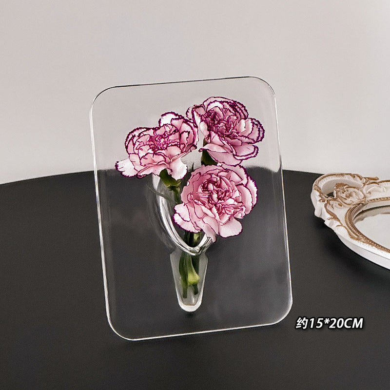 3D Acrylic Flower Vase Photo Frame – Elegant Floral Home Decor 🌷