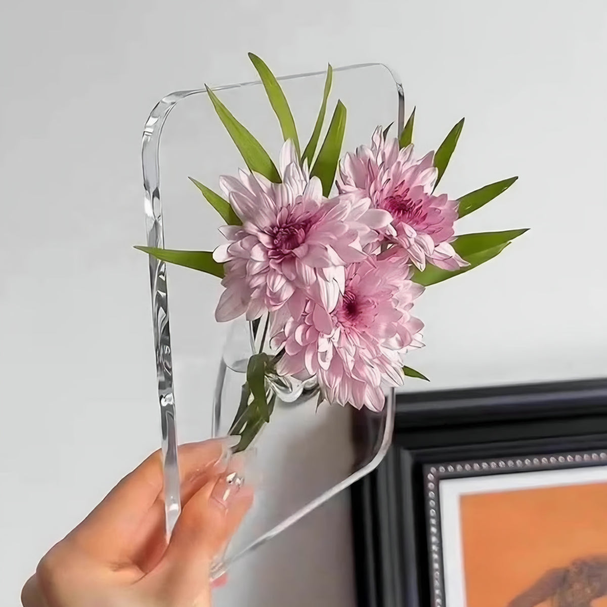 3D Acrylic Flower Vase Photo Frame – Elegant Floral Home Decor 🌷