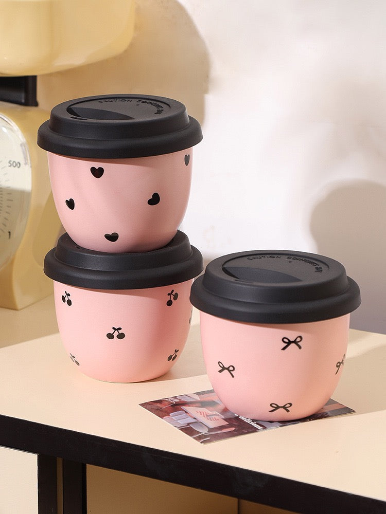 Pre - Order Pink Black Cat Mini Ceramic Cups