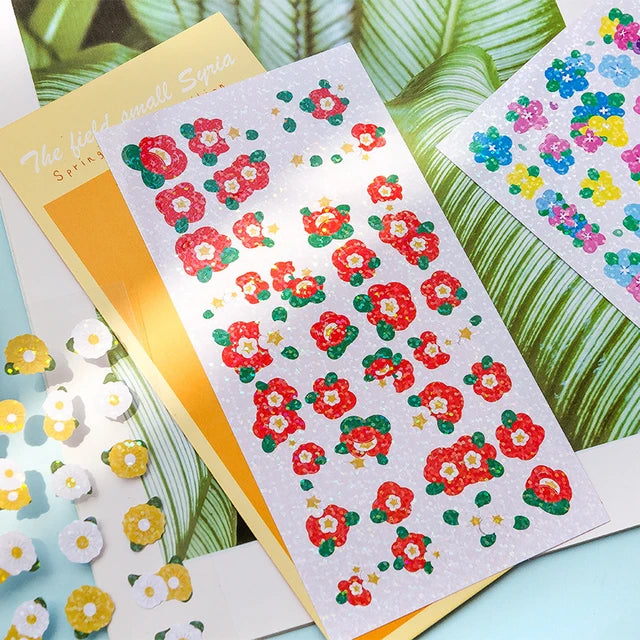 Set of 6 Floral Holographic Sticke Sheets for Daily Planner and Journaling