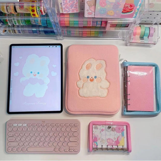 Pink Bunny iPad / iMac / Laptop Sleeve Pouch