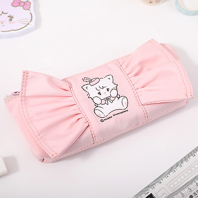 Kawali Mikko Mousse Cammy Latte Bowknot Pen Bag Portable Storage Bag Girls Single Shoulder Bag / Organiser