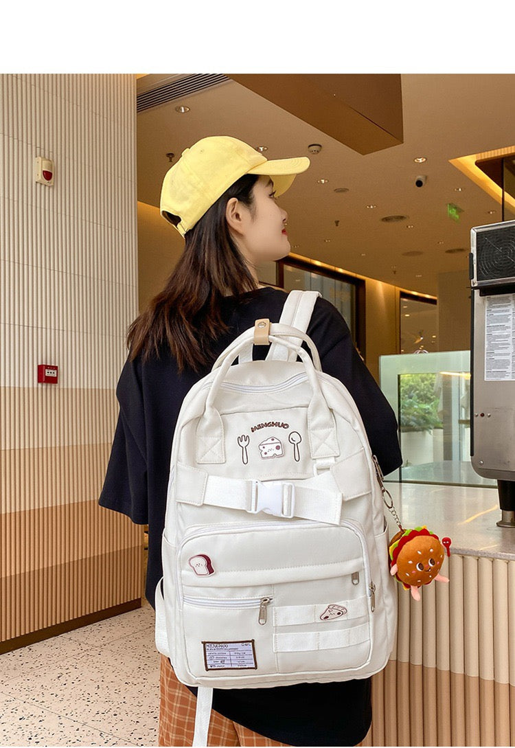 Premium Korean Minimal Food Doodles Backpack Bag