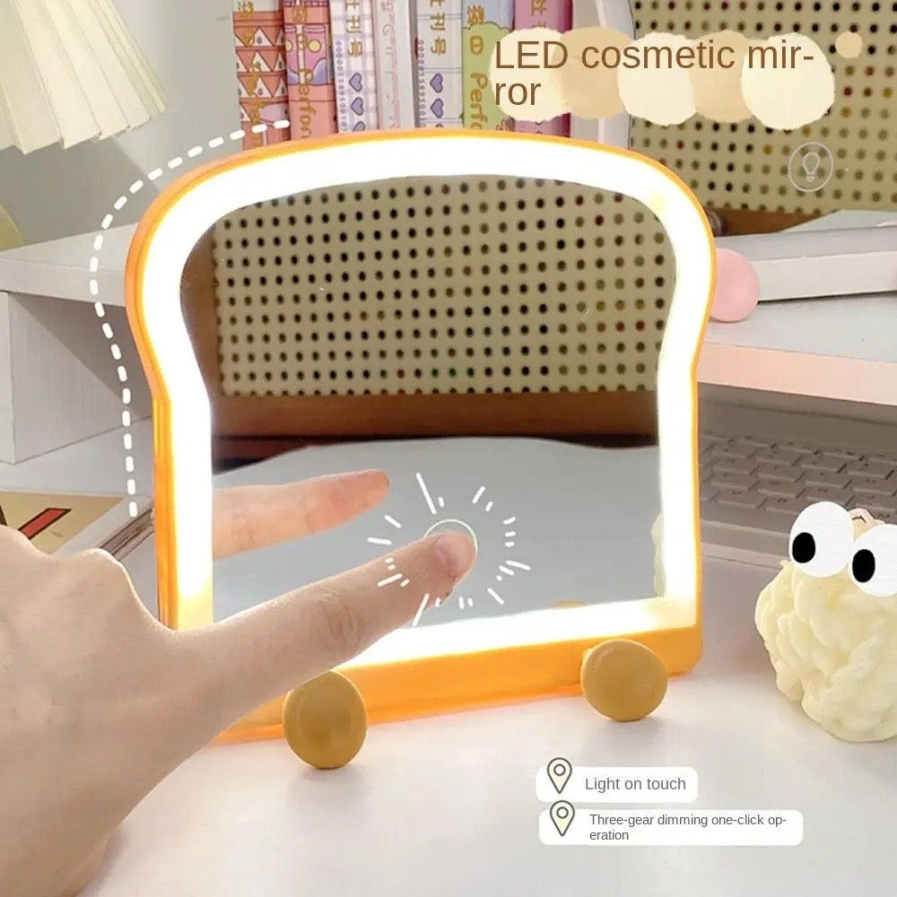 LED Toast Cosmetic Mirror with Phone Holder