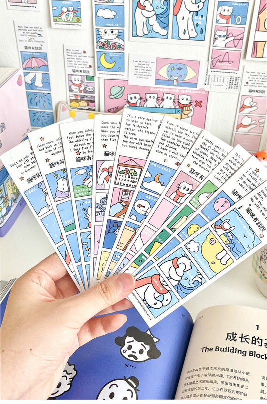 The Cat has something to say Kawaii Bookmarks