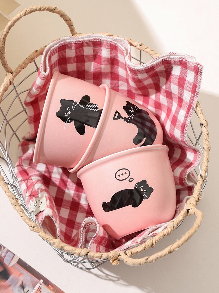 Pre - Order Pink Black Cat Mini Ceramic Cups