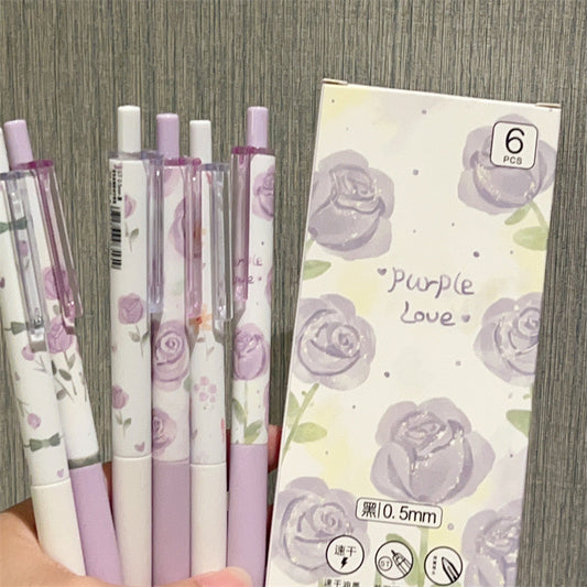 Lilac Floral Pens Set