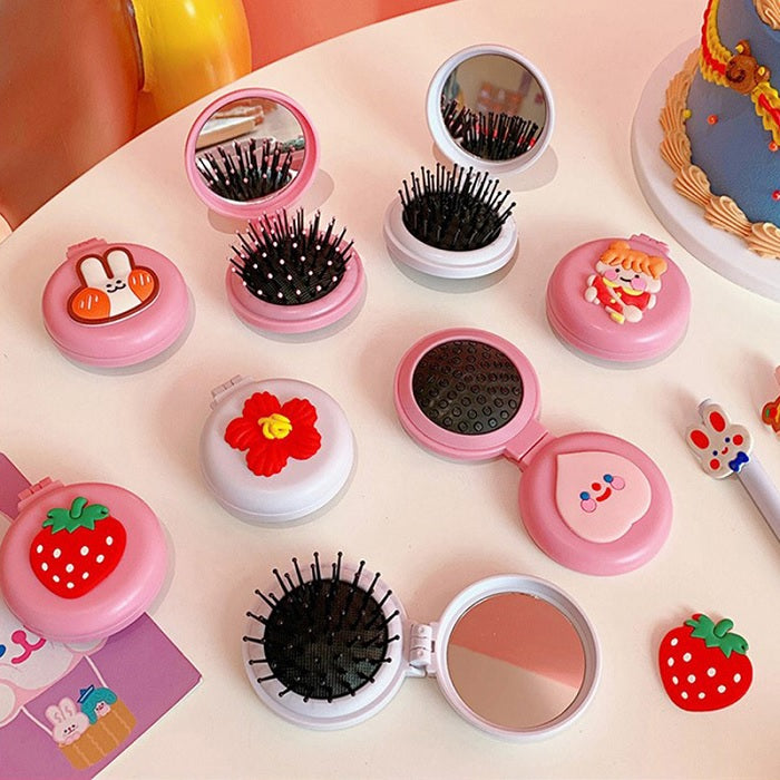 Mini Cartoon Mirror with Comb
