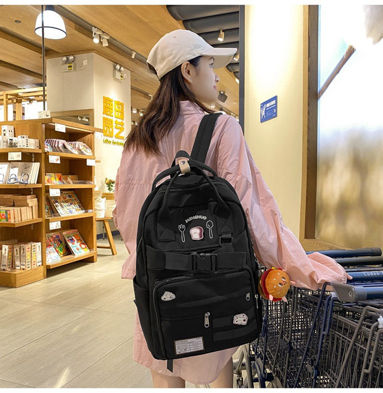 Premium Korean Minimal Food Doodles Backpack / Bag