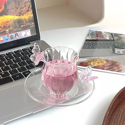 Pre - Order Pink Butterfly Cup and Saucer