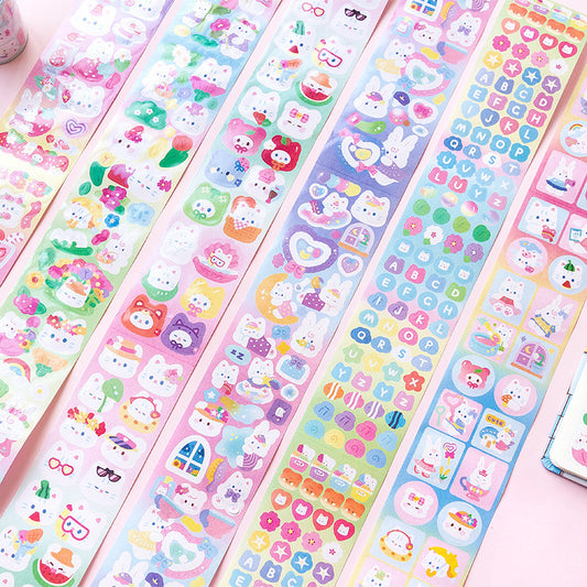 White Cat Washi Tape PET Stickers Roll