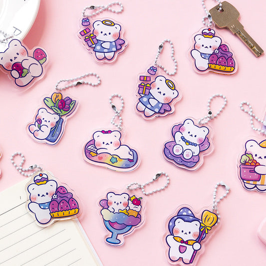 Meng Meng Bear Kawaii Acrylic Keychains / Keycharms