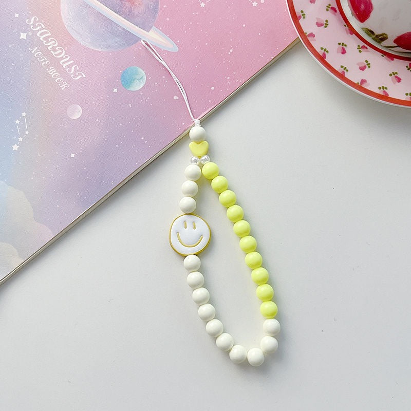 Smiley Pearl Phone Charm Tag / Strap