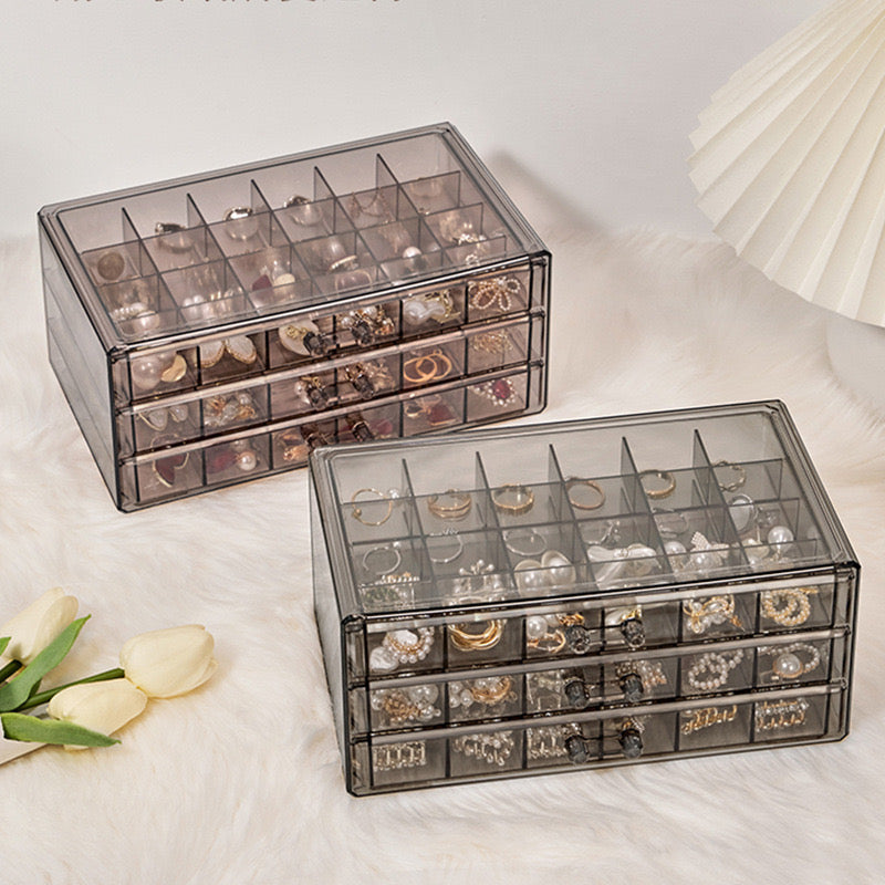 Premium Acrylic 3 Layers Grid Jewelry Multipurpose Organiser