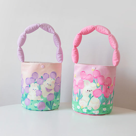 Puffy Bunny Tulips Bucket Bag