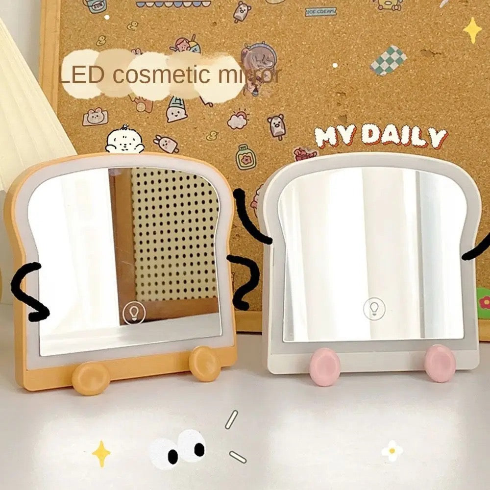 LED Toast Cosmetic Mirror with Phone Holder