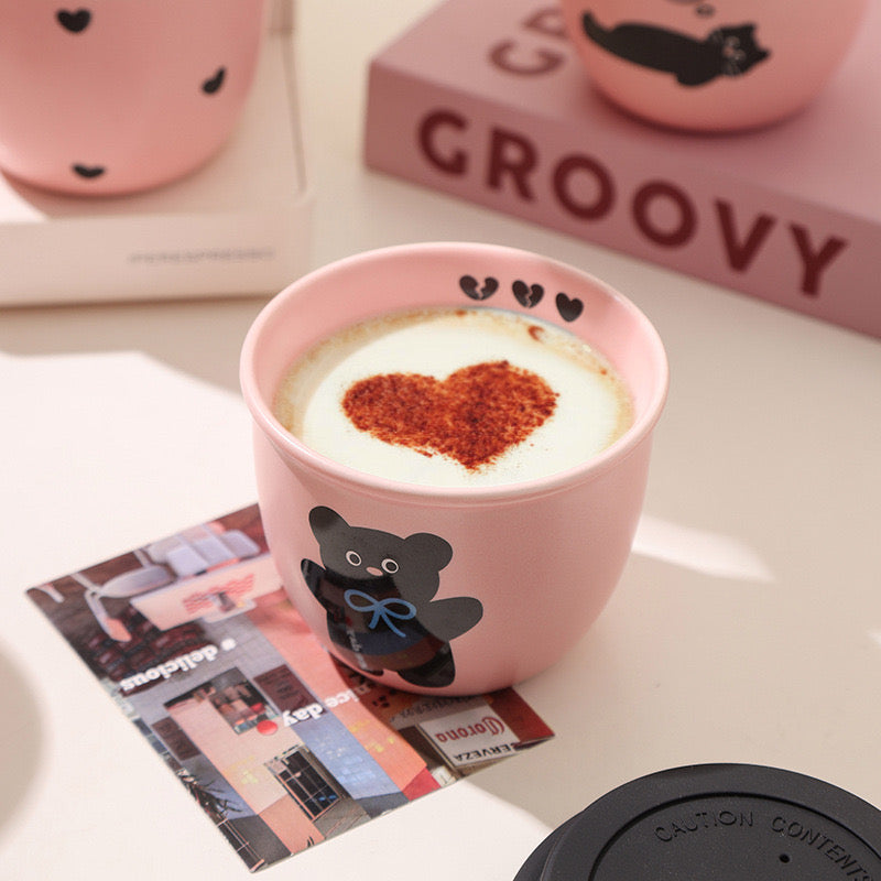 Pre - Order Pink Black Cat Mini Ceramic Cups
