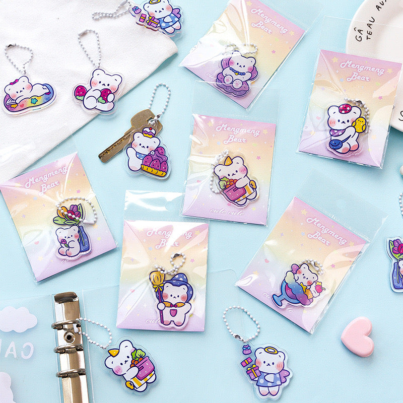 Meng Meng Bear Kawaii Acrylic Keychains / Keycharms