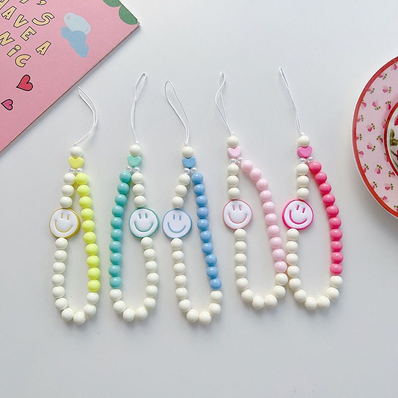 Smiley Pearl Phone Charm Tag / Strap