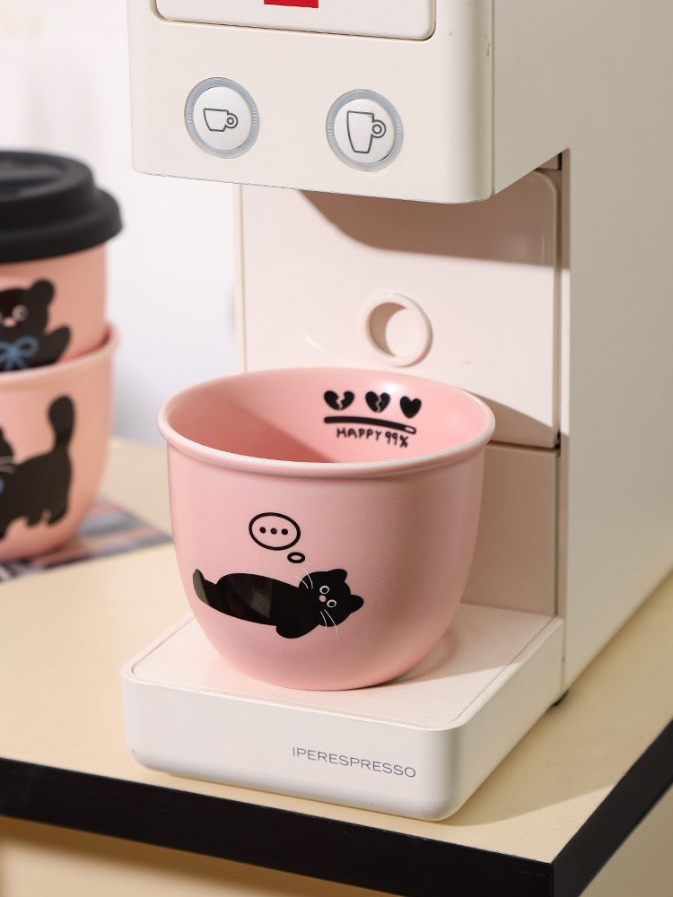 Pre - Order Pink Black Cat Mini Ceramic Cups