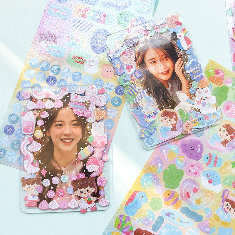 Kawaii Girl Holographic Set of 2 Sticker Sheets