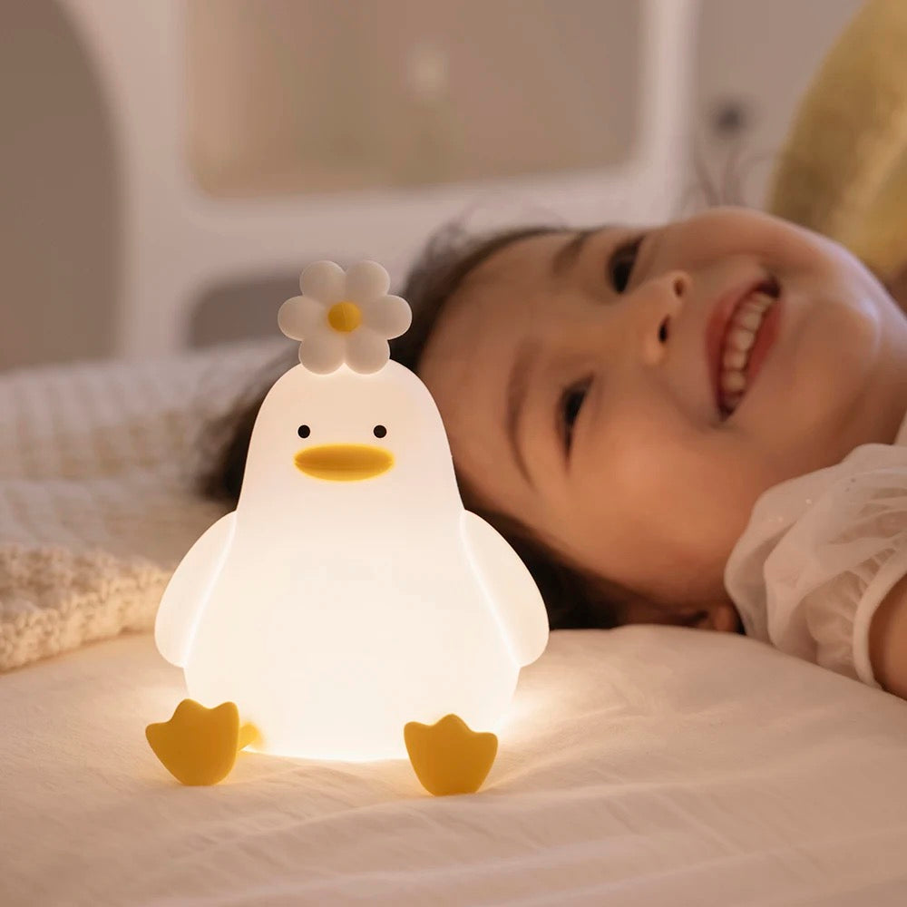 Flower Duck Pat LED Silicone Night Light / Lamp with Mobile Stand