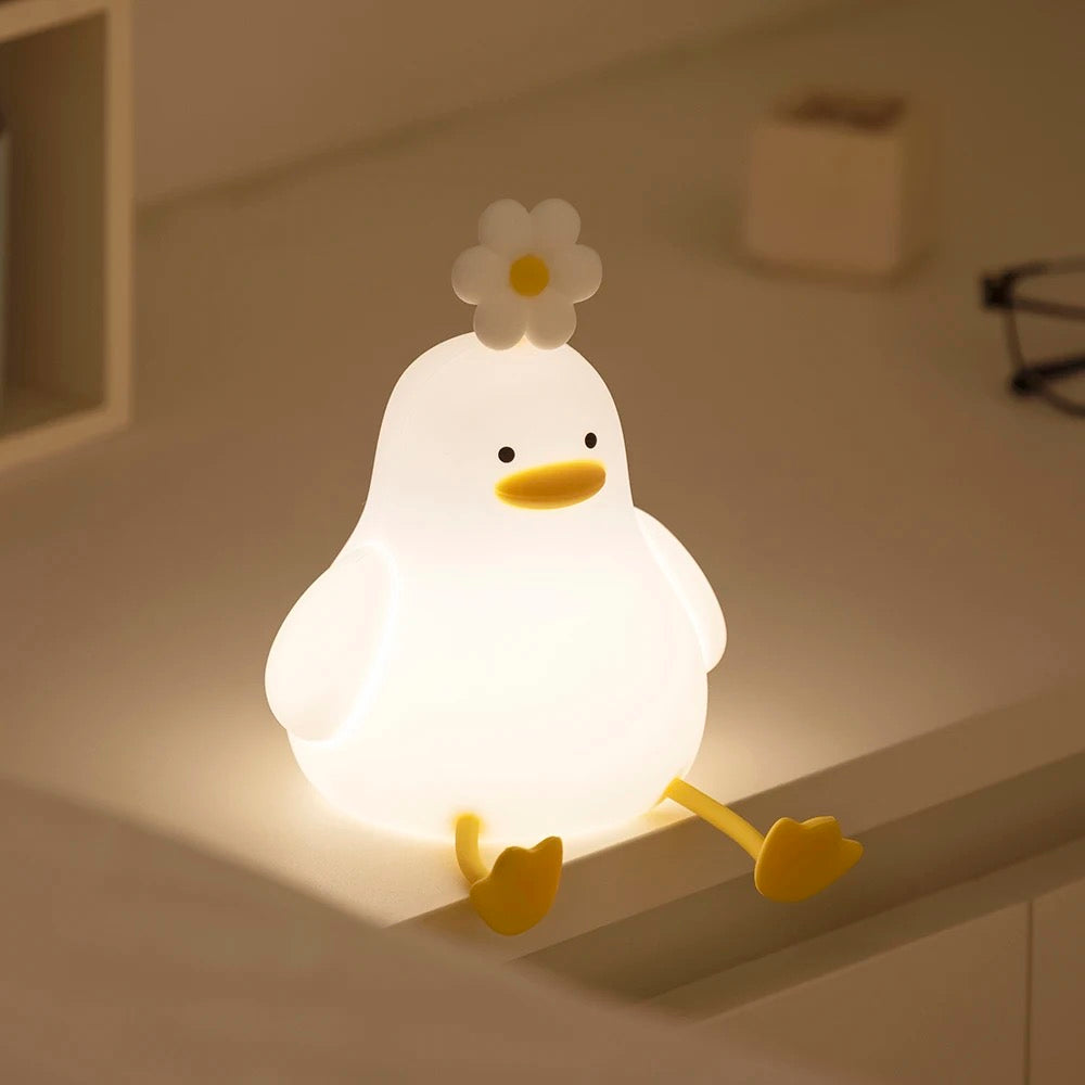 Flower Duck Pat LED Silicone Night Light / Lamp with Mobile Stand