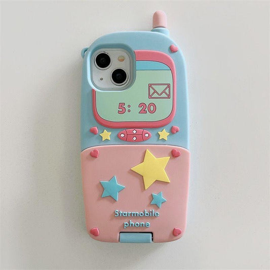 Retro Flip Phone iPhone Case with Charm Tag