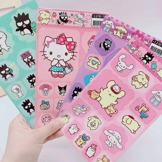 12 Sanrio Sticker Sheets Set