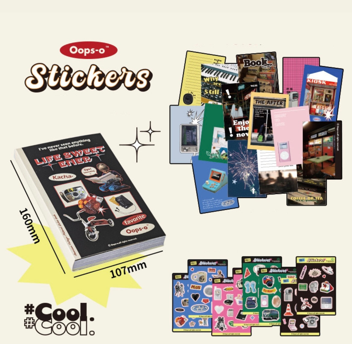 100 Sheets Retro Material Sticker Book