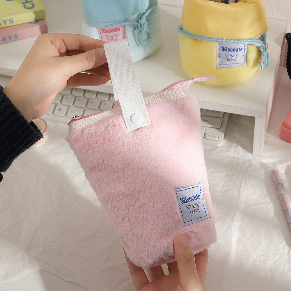 Foldable Fur Pencil Case / Organiser / Makeup Pouch