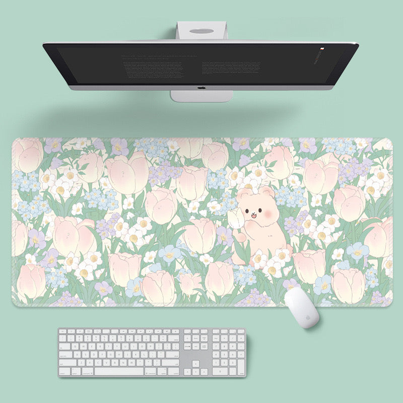 Anti - Slip Aesthetic Floral Desk Mat / Study Mat / Gaming Mouse Pad