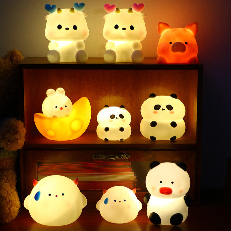 Cute Kawaii Moon Panda Cow Affordable Battery Lamp / Night Light