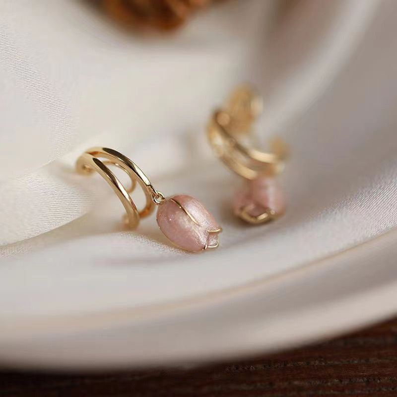 PS16 Korean Peach Tulip Earrings