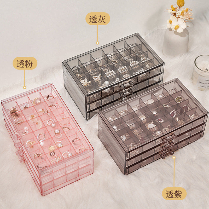 Premium Acrylic 3 Layers Grid Jewelry Multipurpose Organiser