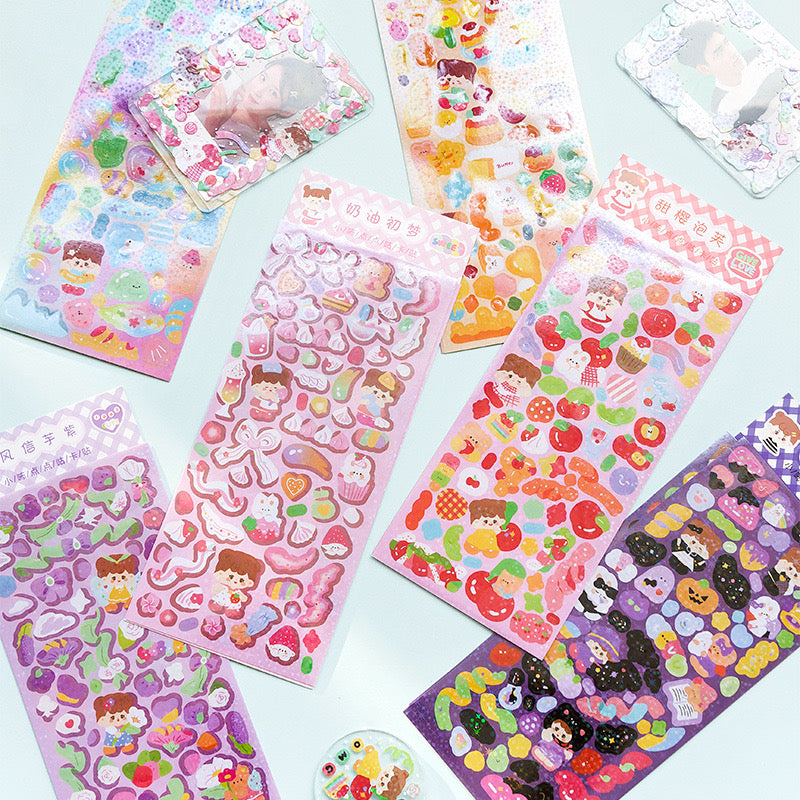 Kawaii Girl Holographic Set of 2 Sticker Sheets