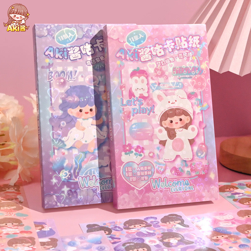 Premium Girl Holographic Stickers Sheets Box