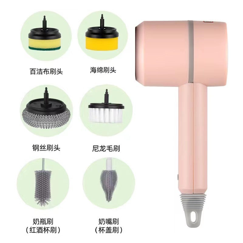 Rechargeable Multifunction Electric Cleaning Spin with 6 Brush Heads