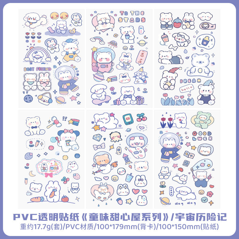 6 Sheets Kawaii Sticker Sheets