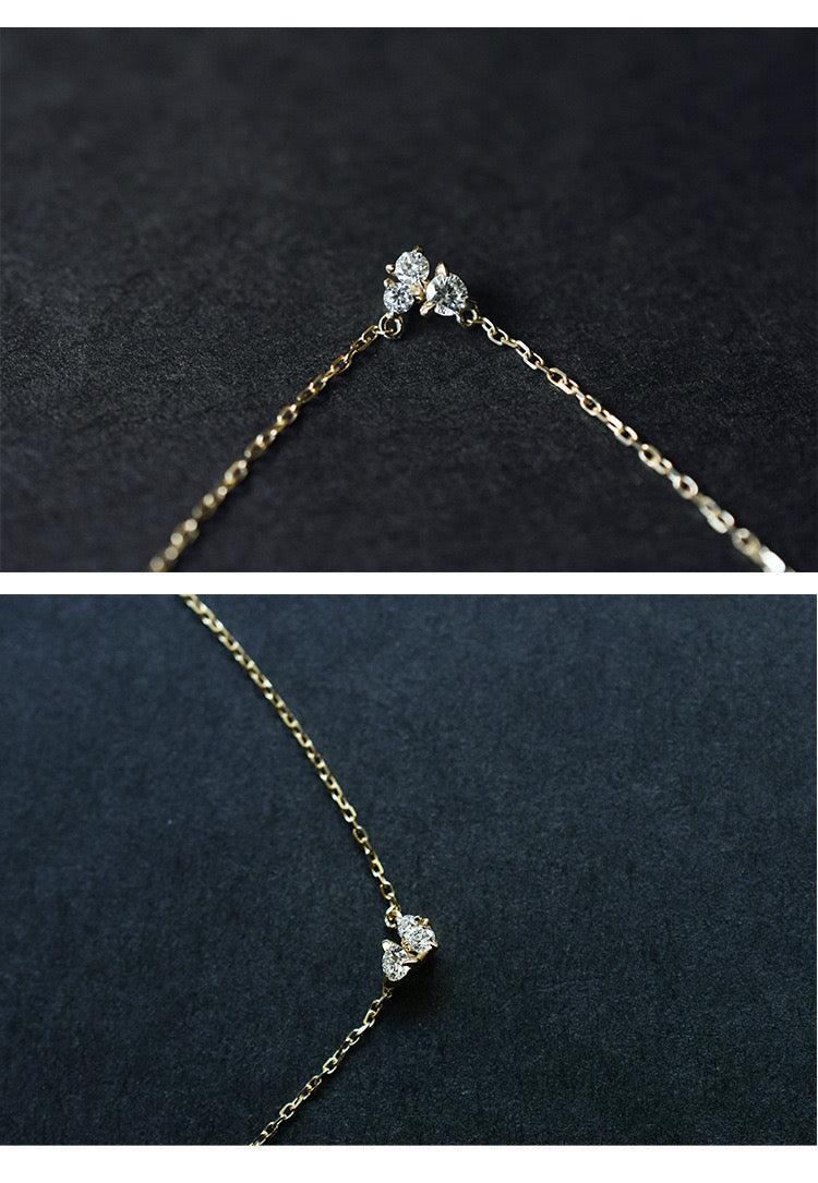 S925 Silver Minimal 3 Stone Neck Chain