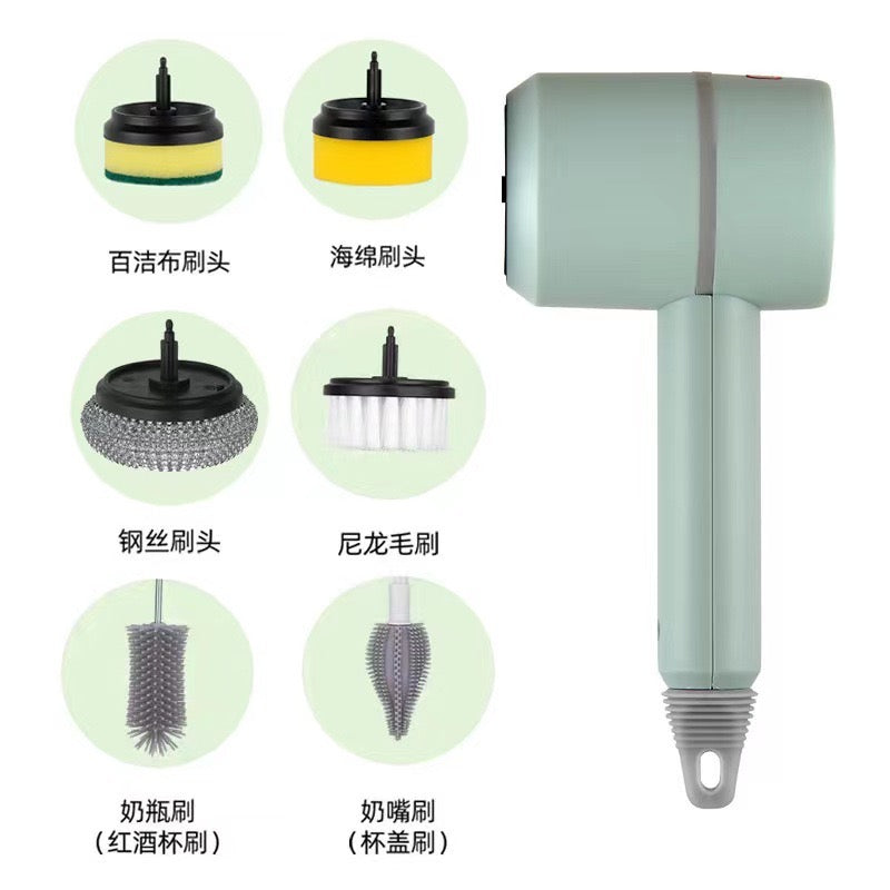 Rechargeable Multifunction Electric Cleaning Spin with 6 Brush Heads